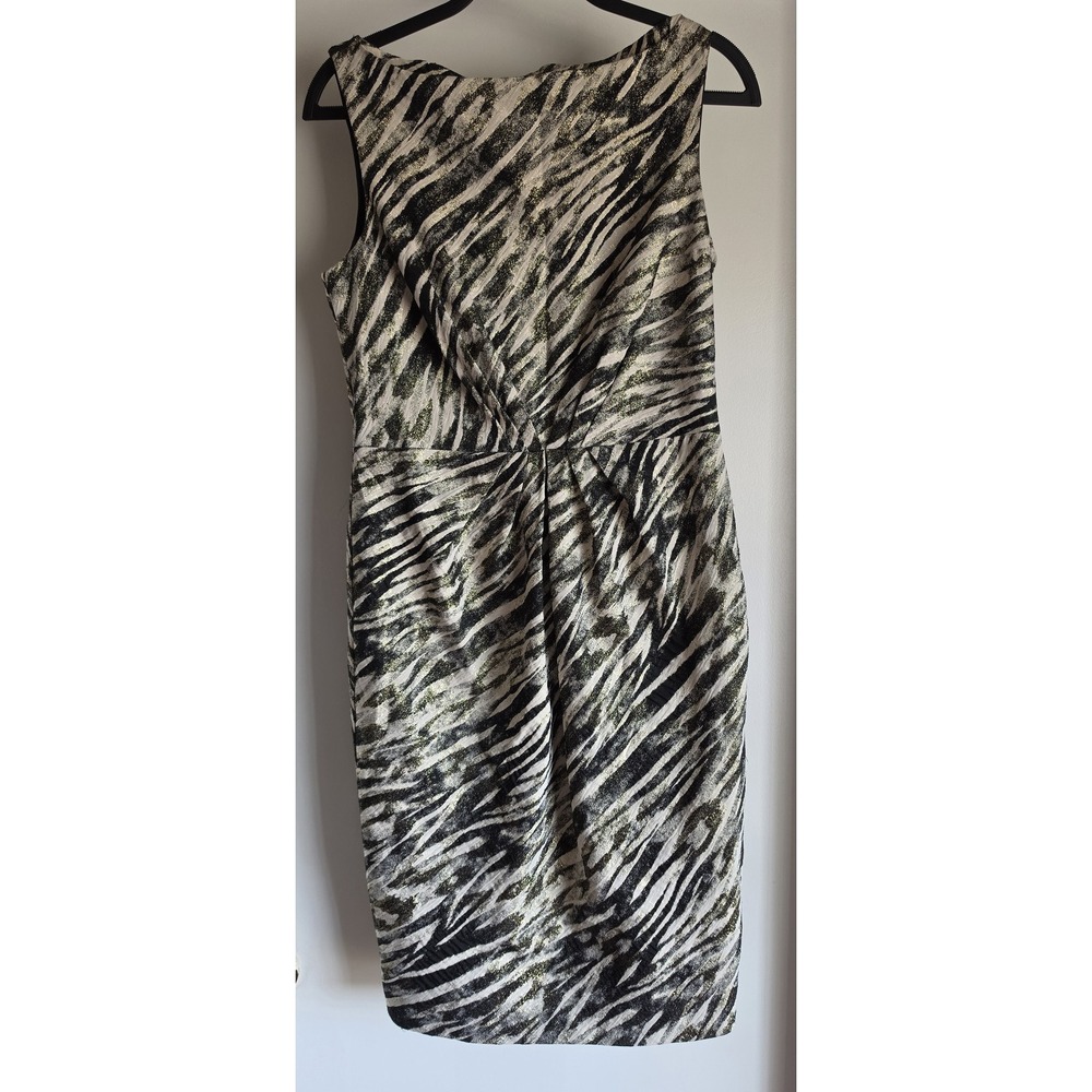Badgley Mischka Midi Dress Size 10 Black Gold Animal Print Sleeveless Gown